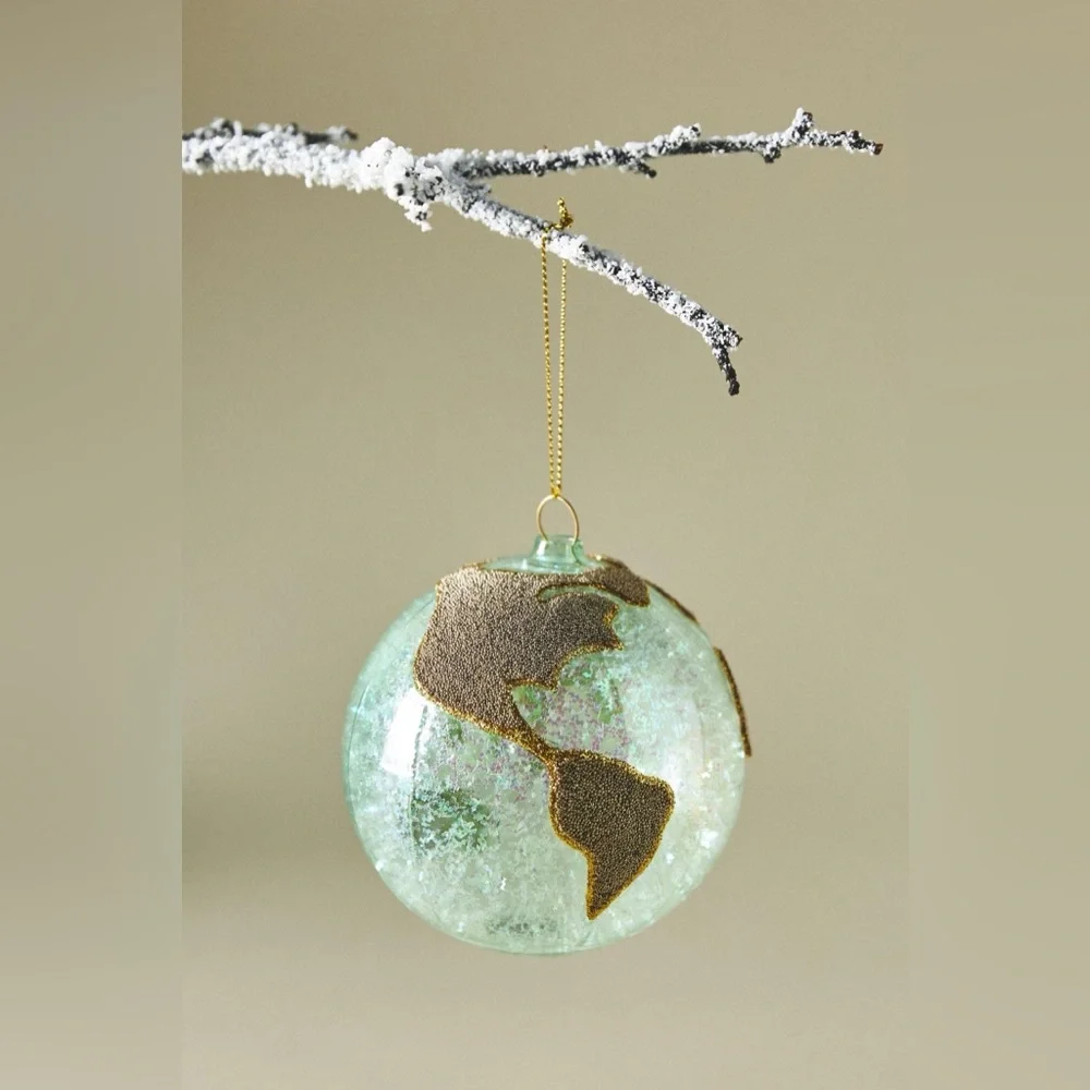 New🌟Anthropologie-Glittery Globe Ornament - Picture 1 of 4